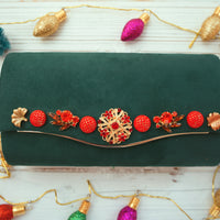 One-of-a-Kind Holiday Clutch Forest Green