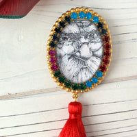 Rhinestone Santa Claus Brooch