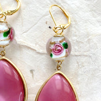 Pink Rose Earrings