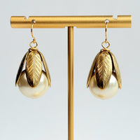 Lenora Dame Bead Cap Earring in Cream Pearl