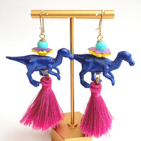Cobalt Dinosaur Earrings
