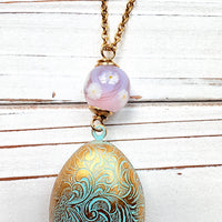 Easter Egg Etched Locket Necklace