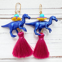 Cobalt Dinosaur Earrings