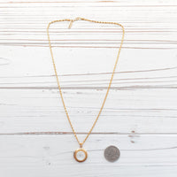 Lenora Dame White button locket necklace