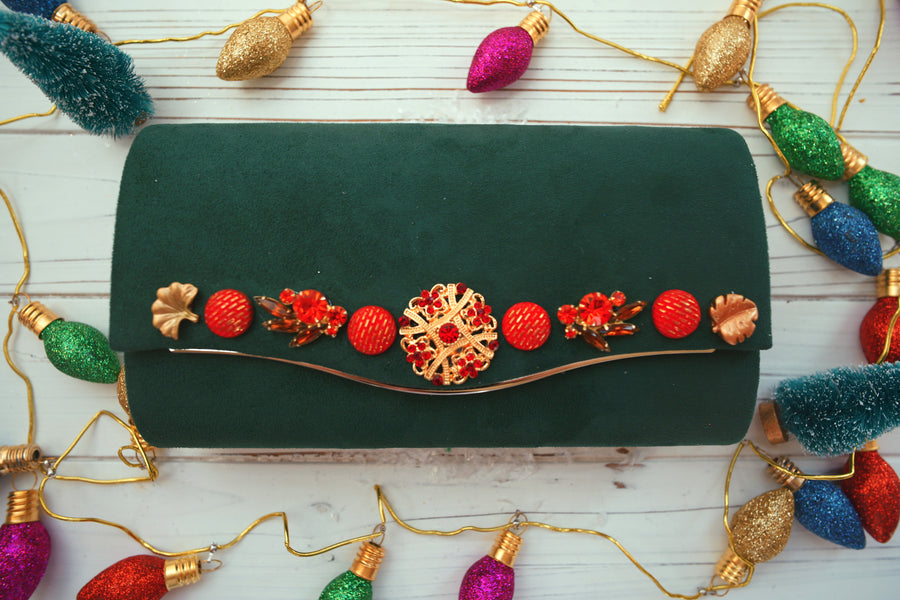 One-of-a-Kind Holiday Clutch Forest Green
