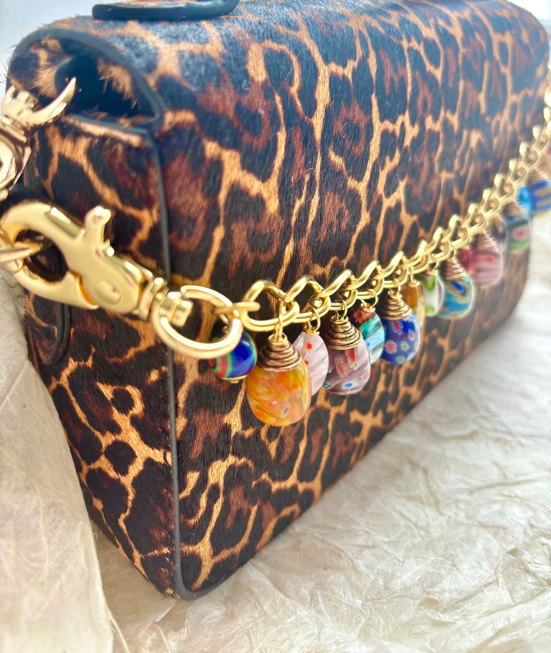 Millefiori Glass Beads Bag Chain