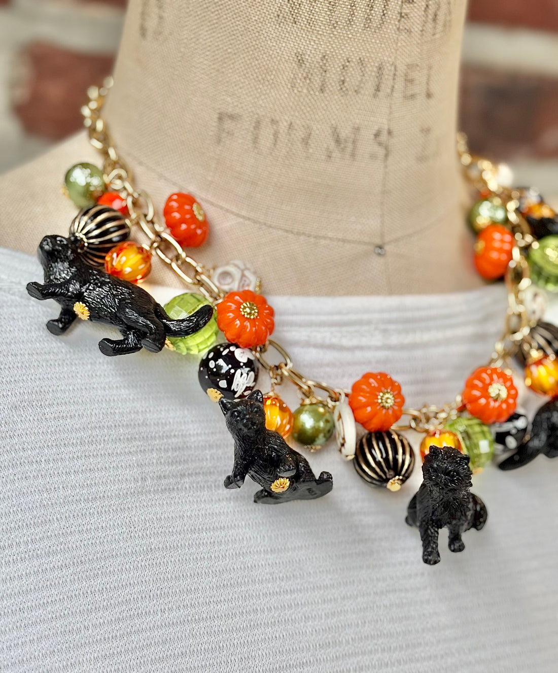 Festive Feline Halloween Necklace