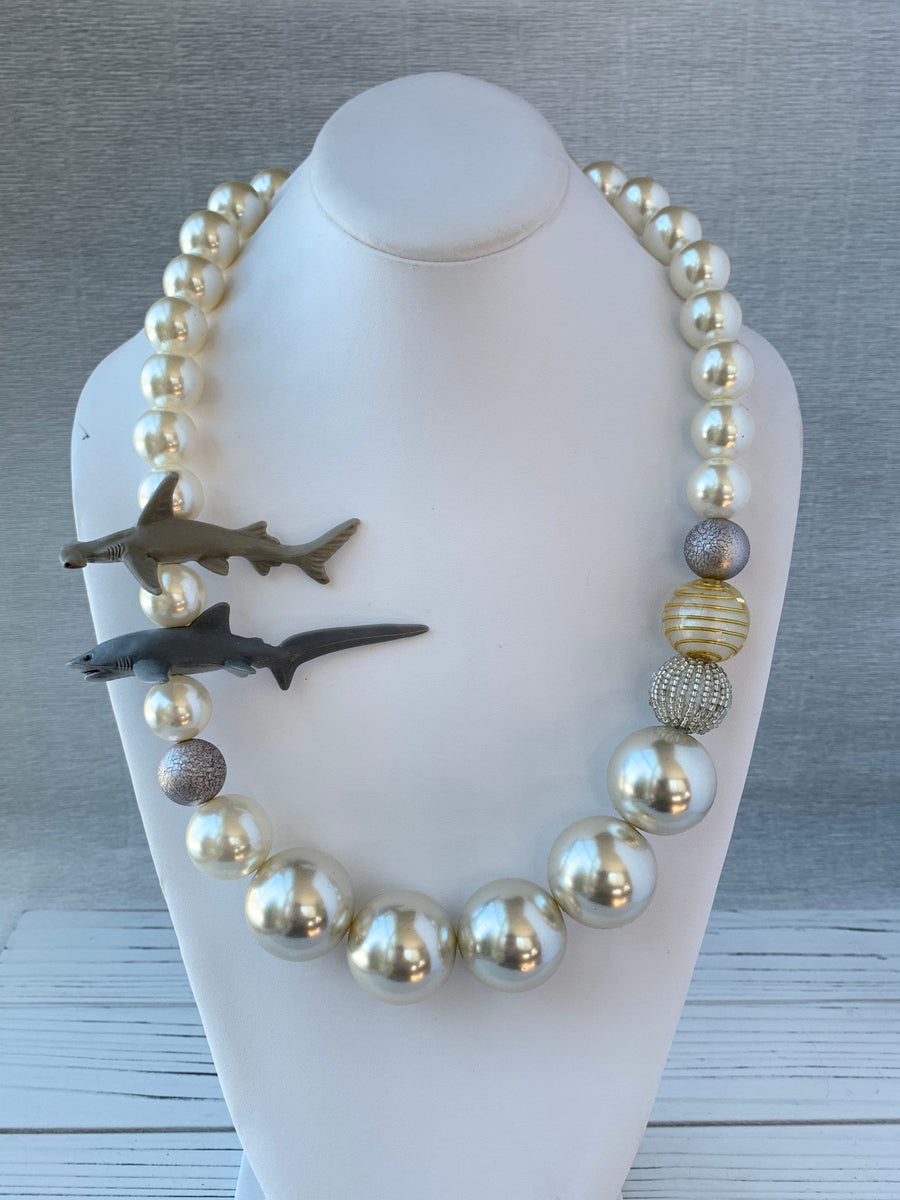 Shark Necklace in Pearl