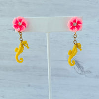 Coral Reef Seahorse Drop Earrings