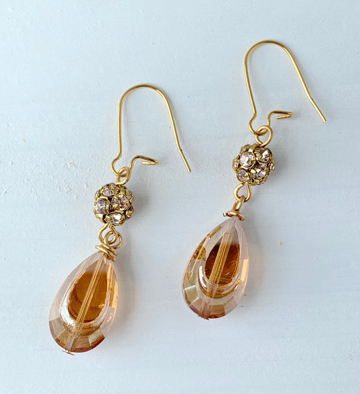 Iridescent Peach Drop Earring