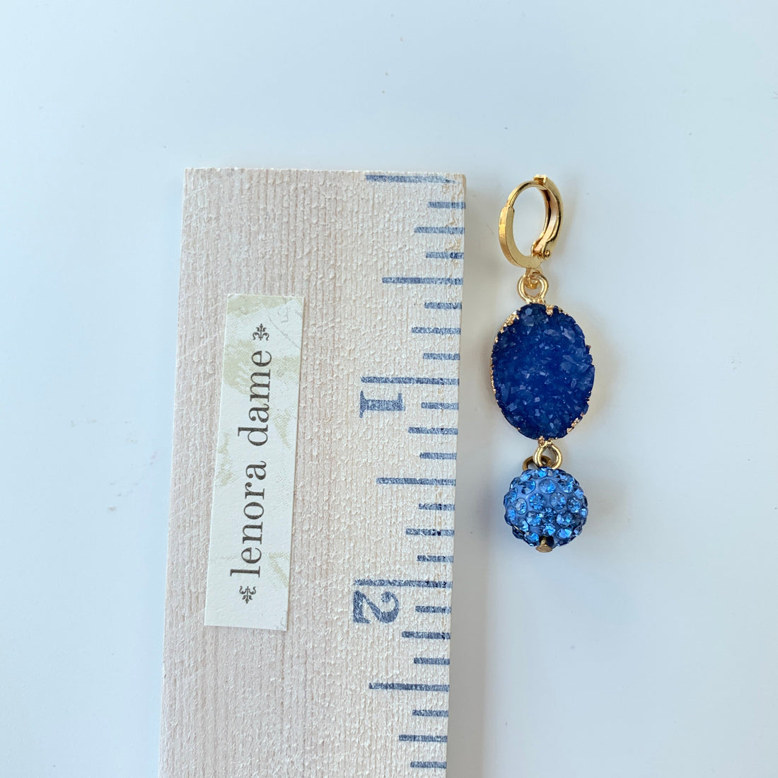 Druzy Crystal Earrings in Lake Blue