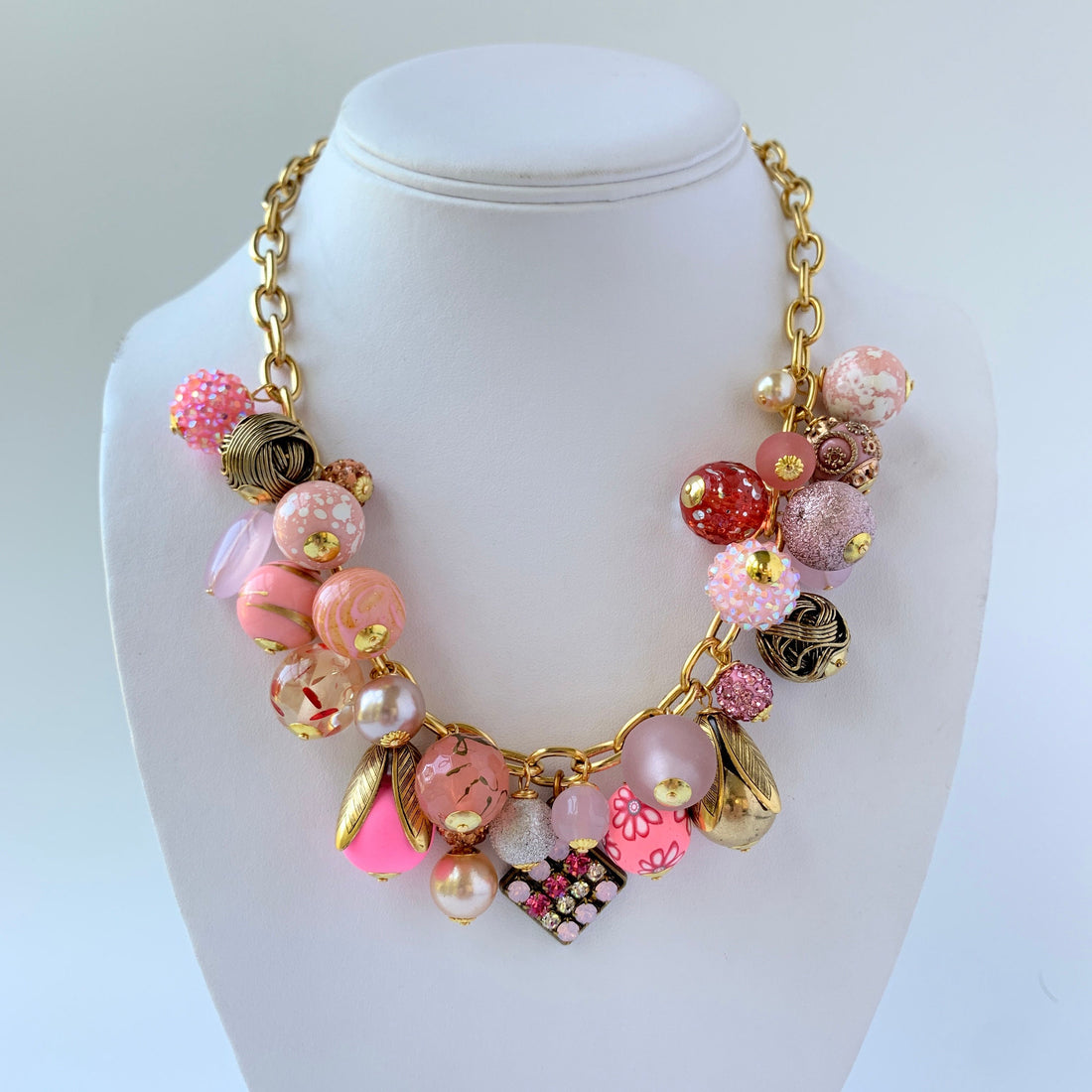 Peony Pink Charm Necklace