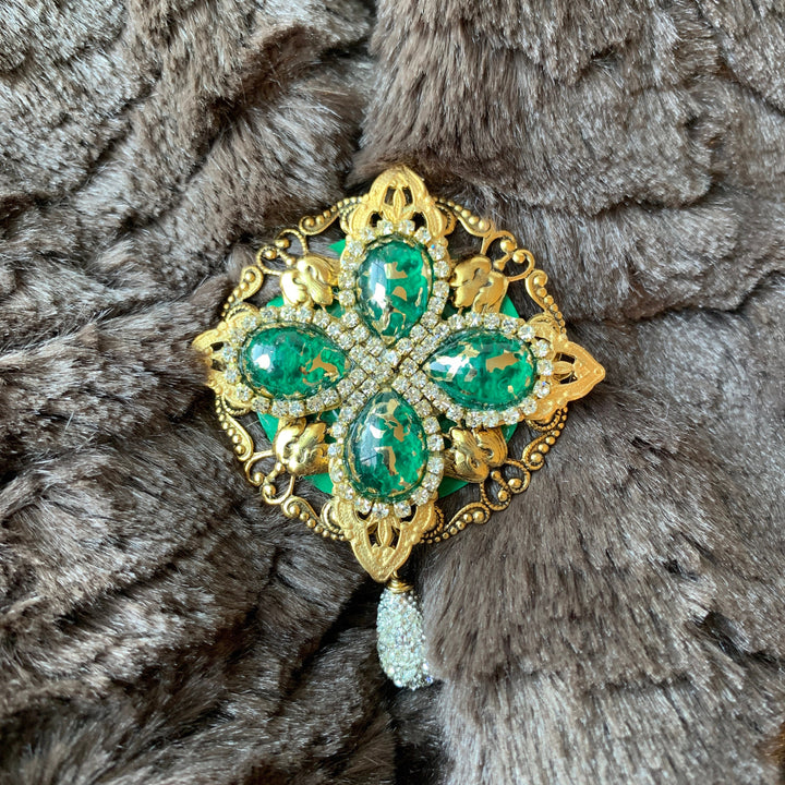 Emerald Isle Rhinestone Brooch