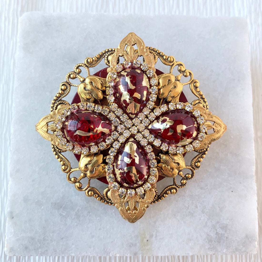 Ruby Slipper Rhinestone Brooch