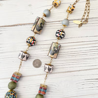Lenora Dame Decoupaged Long Chicken Necklace
