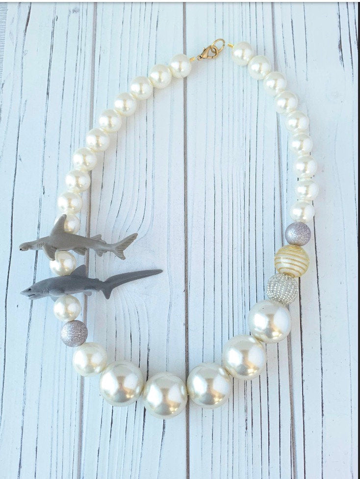 Shark Necklace in Pearl