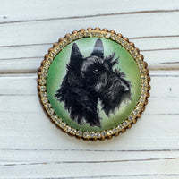 Scottie Dog Decoupage Brooch
