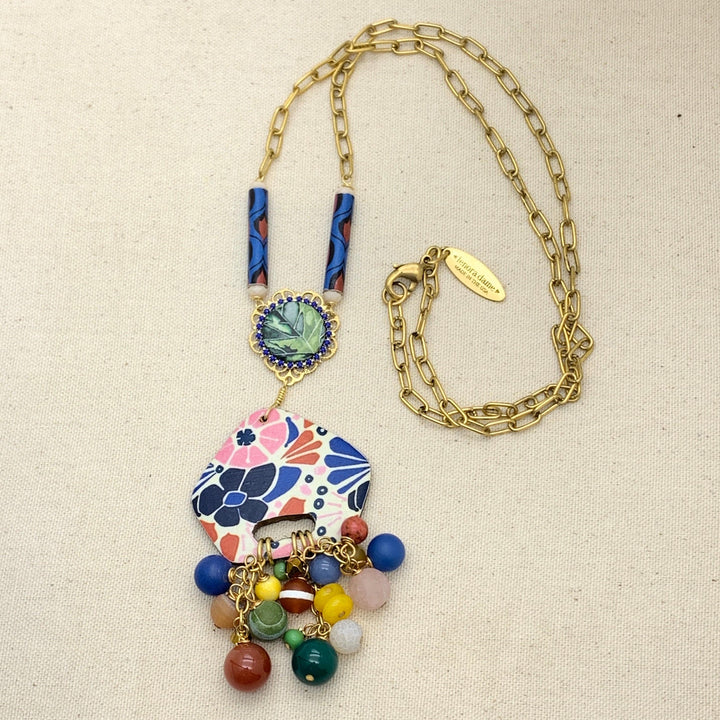 Folk Art Collector&#39;s Long Beaded Pendant Necklace