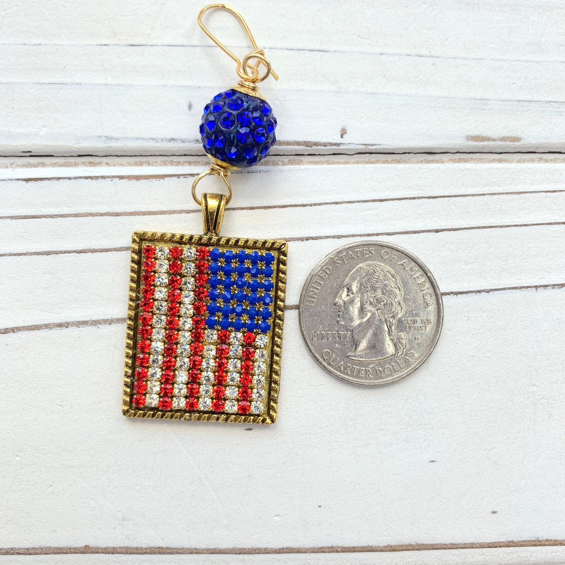 Rhinestone American Flag Earrings