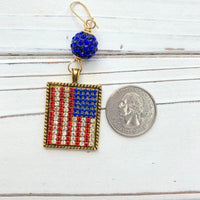 Rhinestone American Flag Earrings