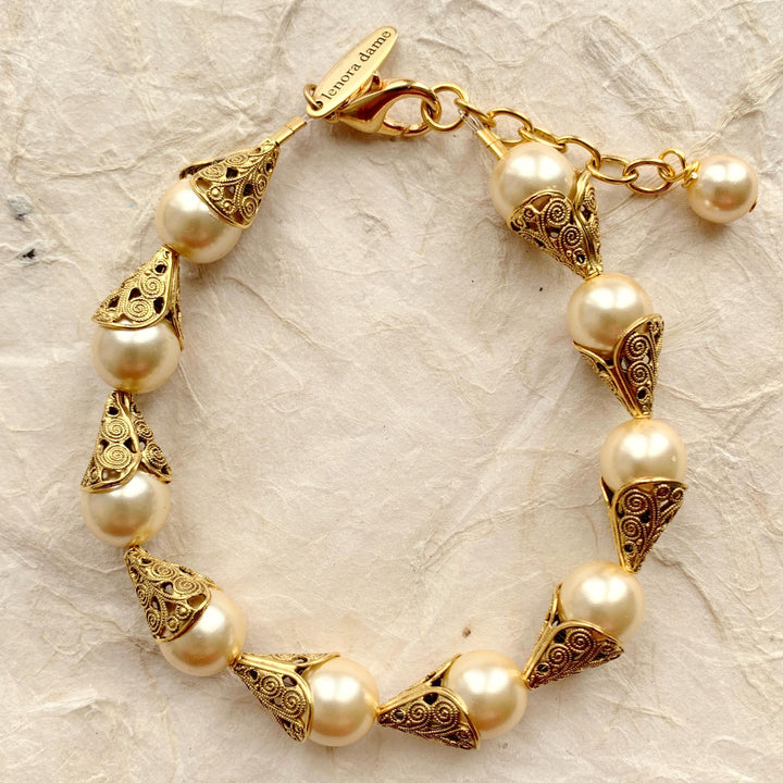 Classic Filigree Bead Cap Bracelet - Color Options