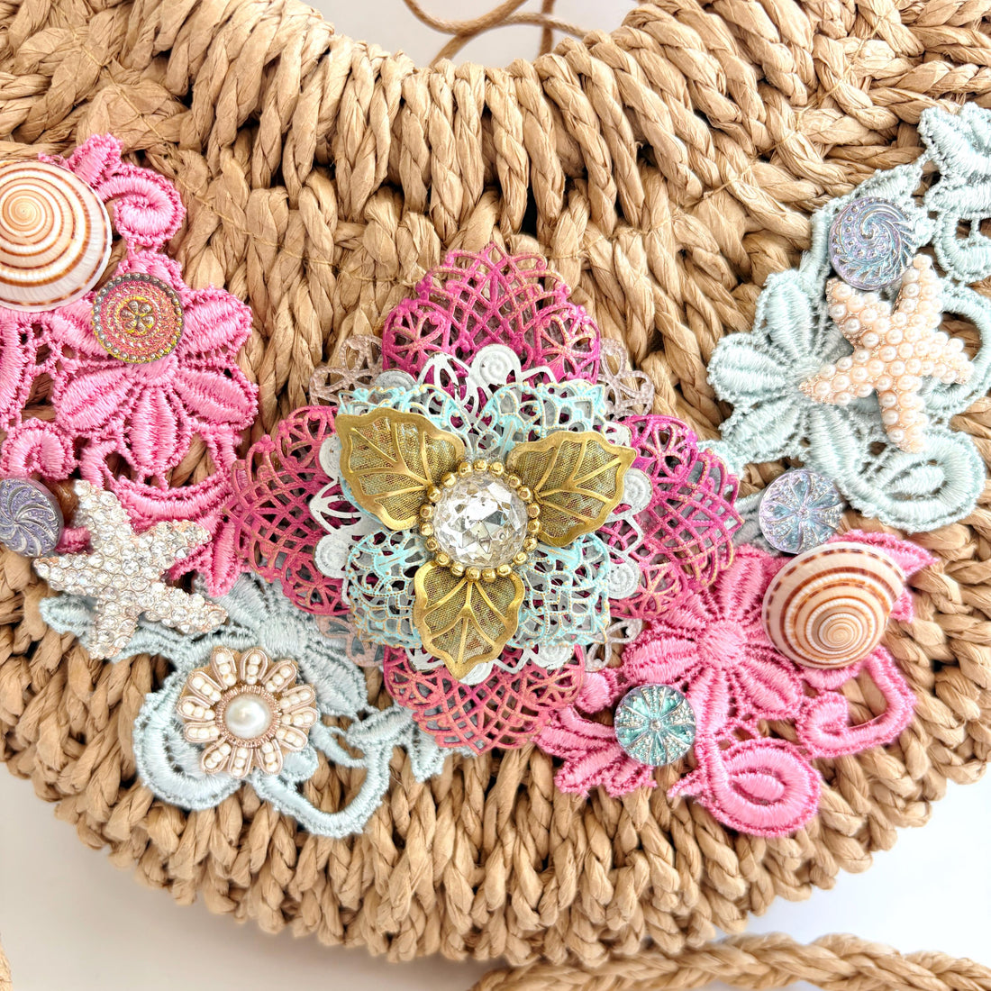 Star Fish Woven Straw Handbag - One-of-a-Kind