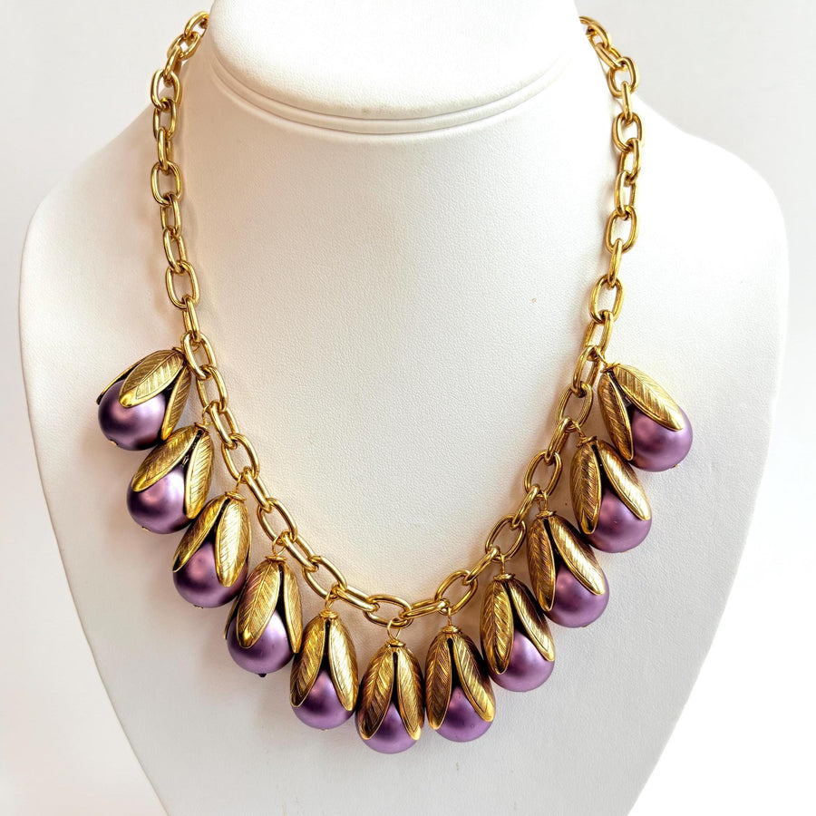 Lenora Dame Colorful Classic Pearl Bead Cap Charm Necklace - 4 Color Options