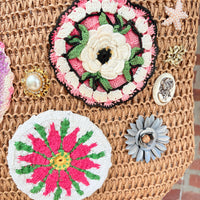 Crochet Flower Raffia Tote Bag - One-of-a-Kind