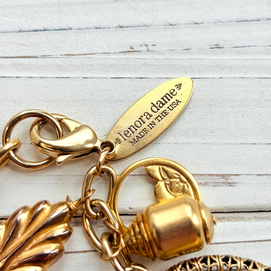 Vintage Inspired Gilded Charm Bracelet