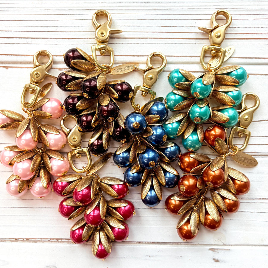 Classic Colorful Pearl Bead Cap Bag Charms - Choice of Colors