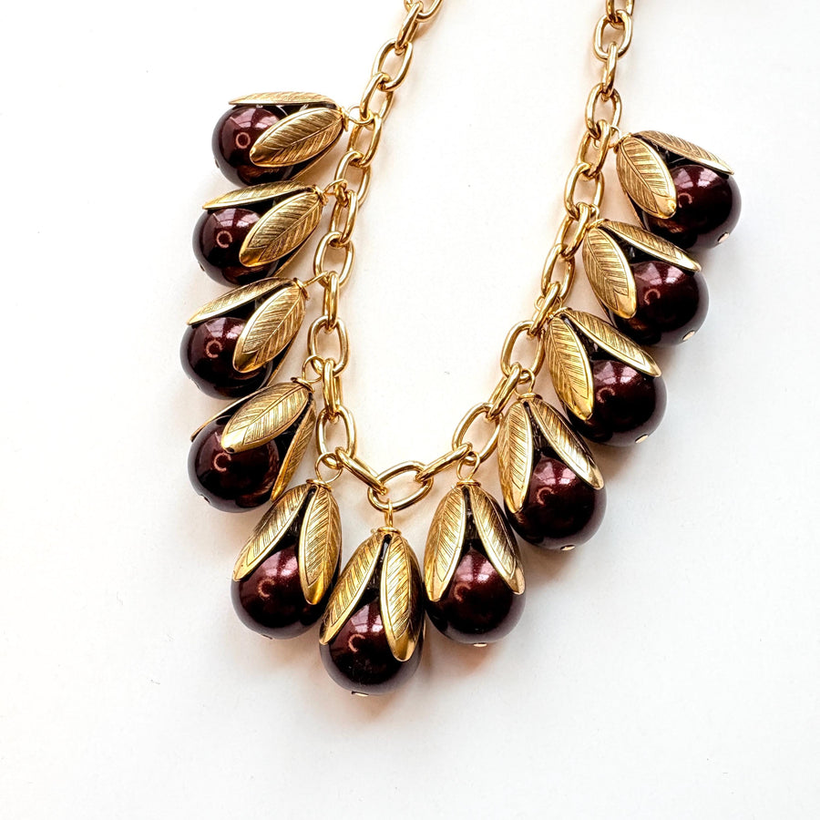 Lenora Dame Colorful Classic Pearl Bead Cap Charm Necklace - 4 Color Options