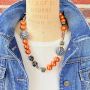 Lenora Dame Zebra Print Beaded Necklace
