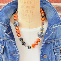 Lenora Dame Zebra Print Beaded Necklace
