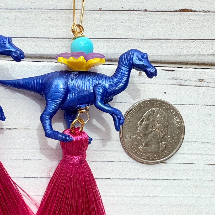 Cobalt Dinosaur Earrings