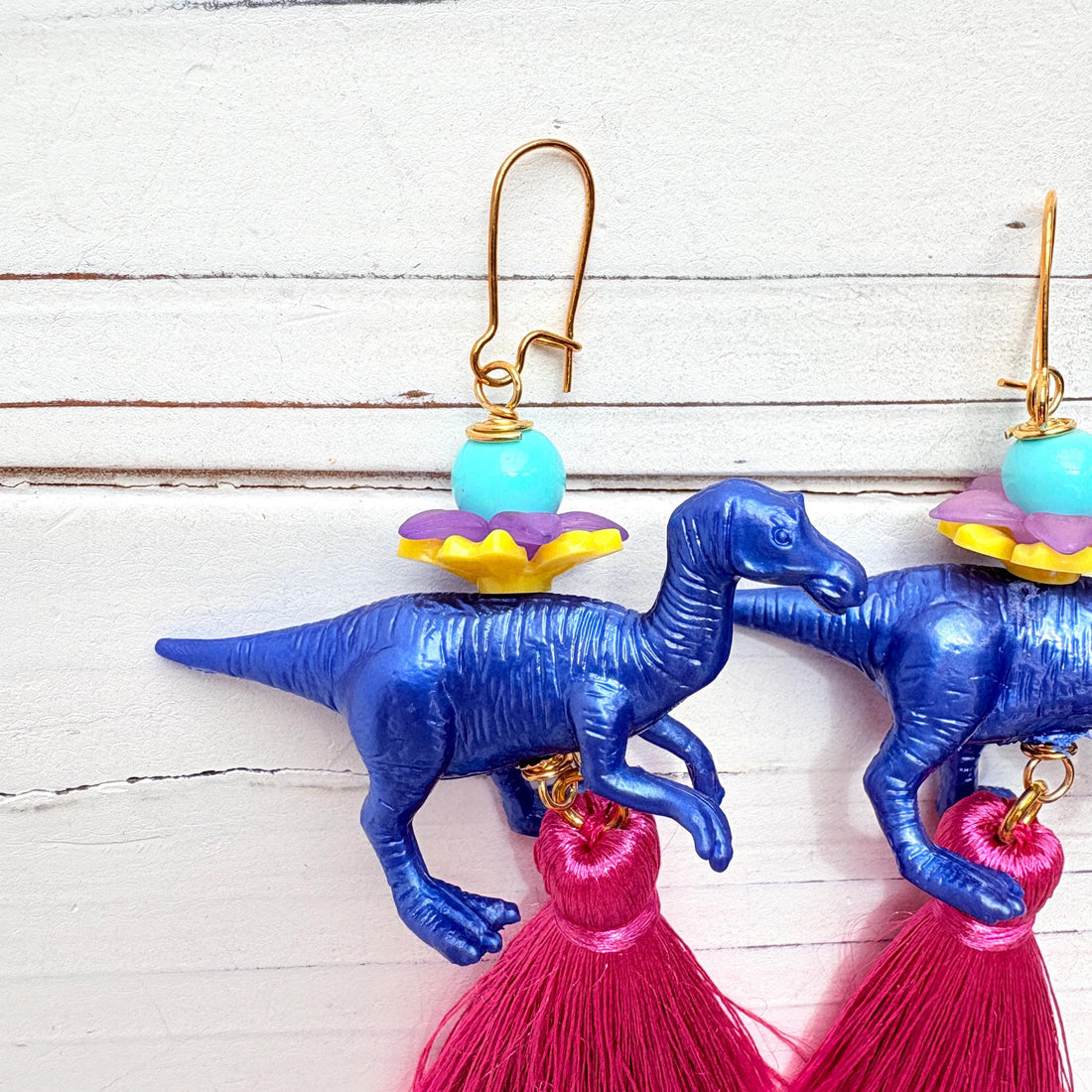 Cobalt Dinosaur Earrings