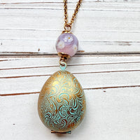 Easter Egg Etched Locket Necklace