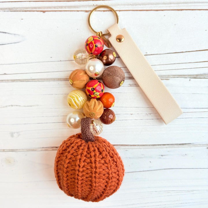 Burnt Orange Crocheted Pumpkin Bag Charm