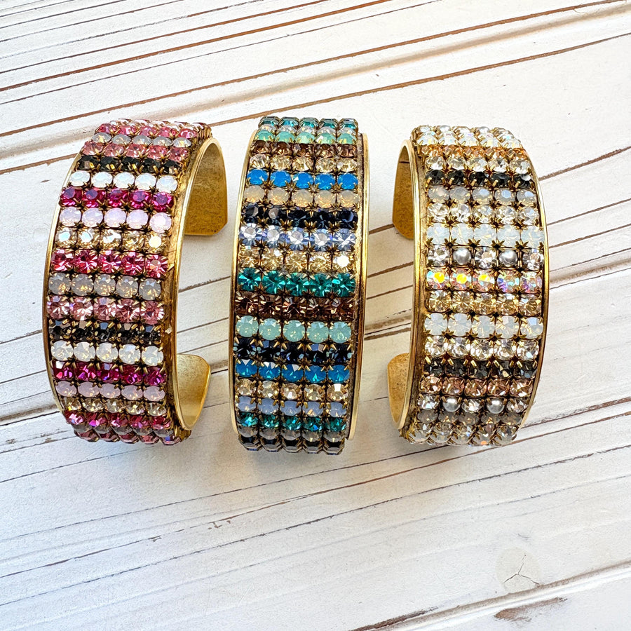 Lenora Dame Rhinestone Cuff Bracelet - Choice of 3 Colors