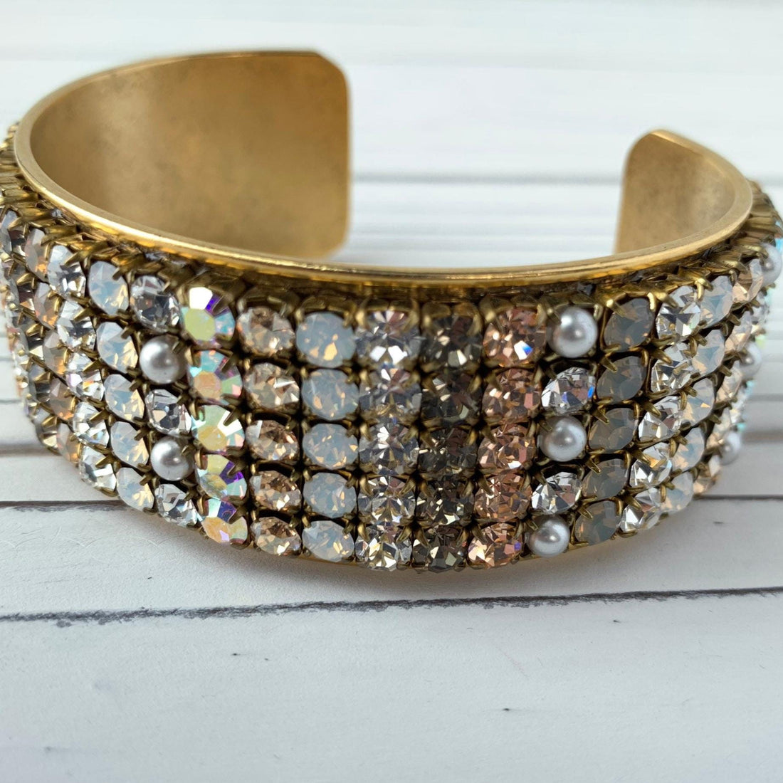 Lenora Dame Rhinestone Cuff Bracelet - Choice of 3 Colors