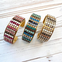 Lenora Dame Rhinestone Cuff Bracelet - Choice of 3 Colors