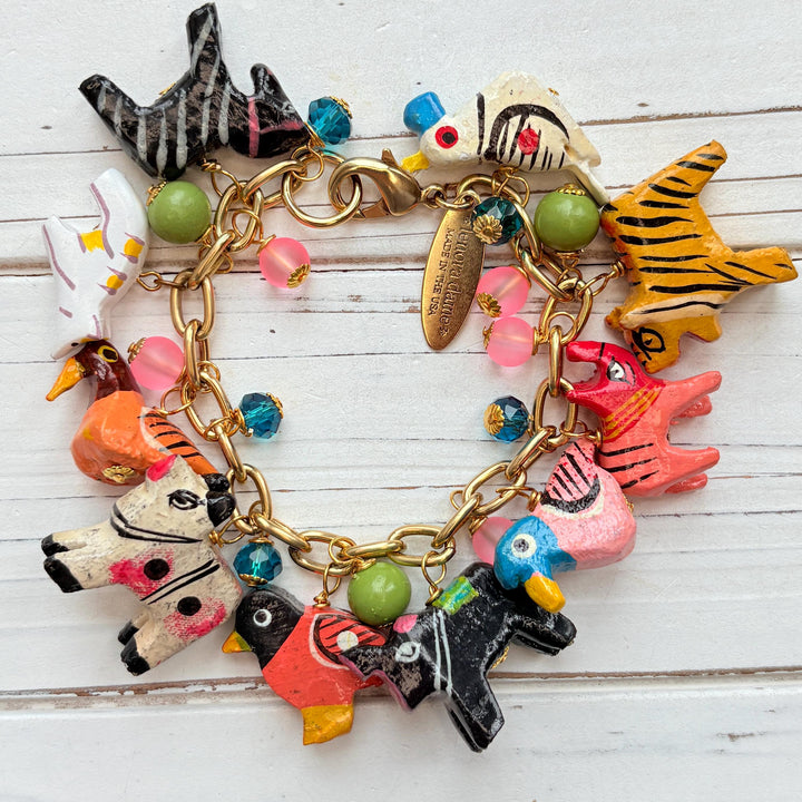Lenora Dame Wooden Safari Animal Charm Bracelet