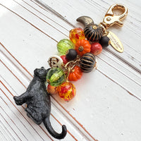 Bewitched Halloween Black Cat Purse Charm