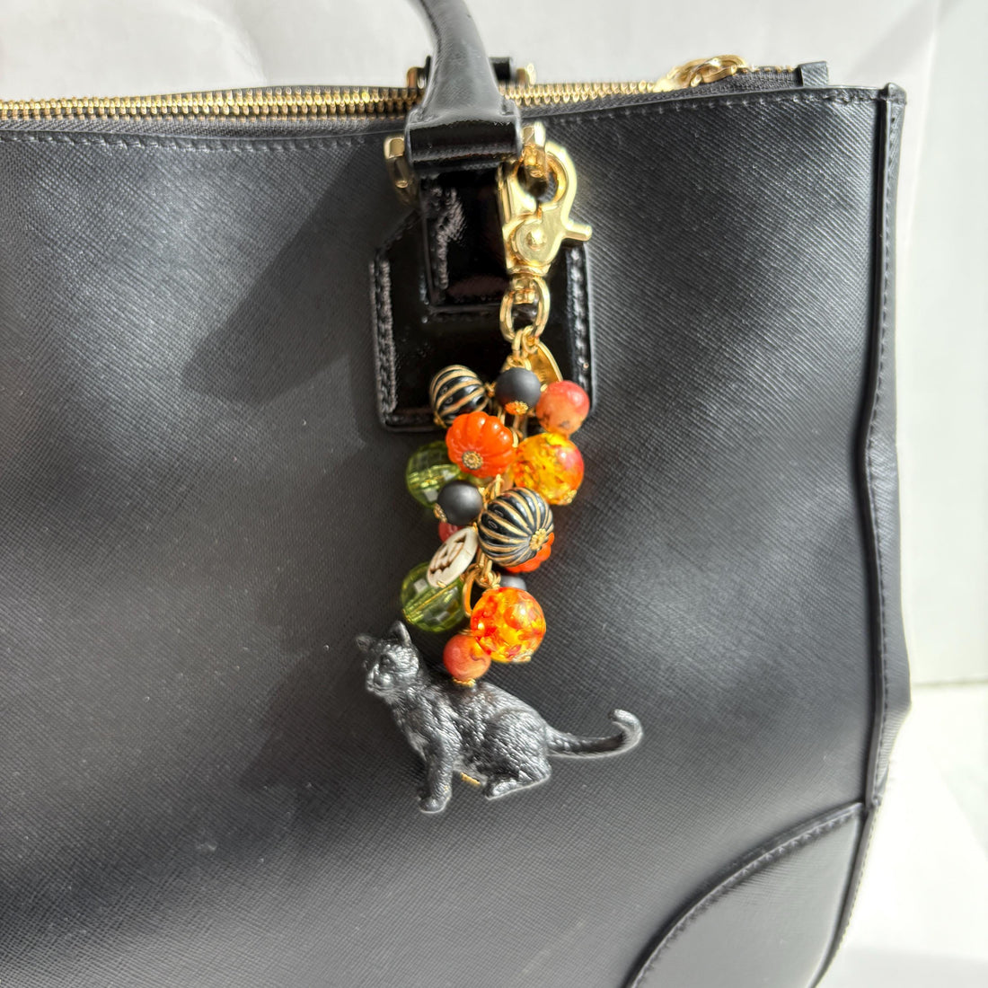 Bewitched Halloween Black Cat Purse Charm