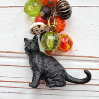 Bewitched Halloween Black Cat Purse Charm