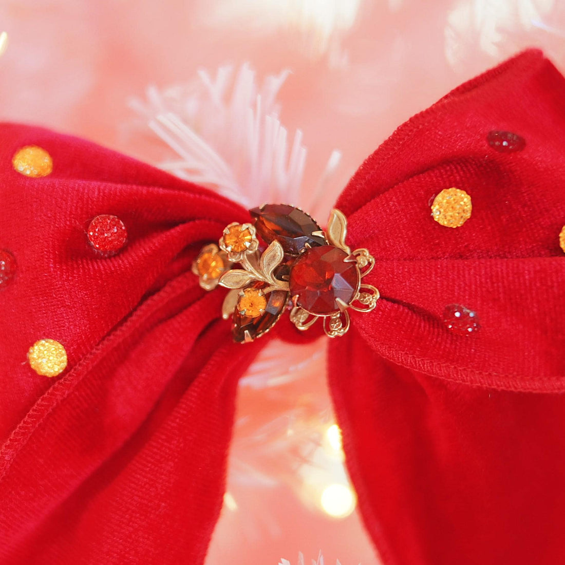 Lenora Dame One-of-a-Kind Christmas Morning Garnet Hair Bow