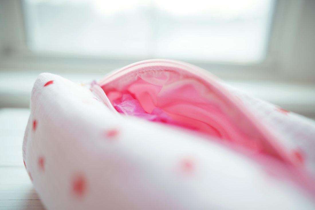 Lenora Dame One-of-a-Kind Quilted Heart Print Cosmetic / Makeup bag