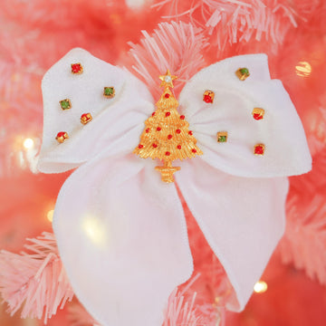 Lenora Dame One-of-a-Kind Christmas Morning White Hair Bow