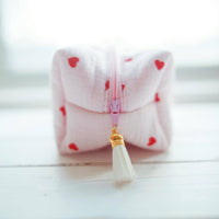 Lenora Dame One-of-a-Kind Quilted Heart Print Cosmetic / Makeup bag