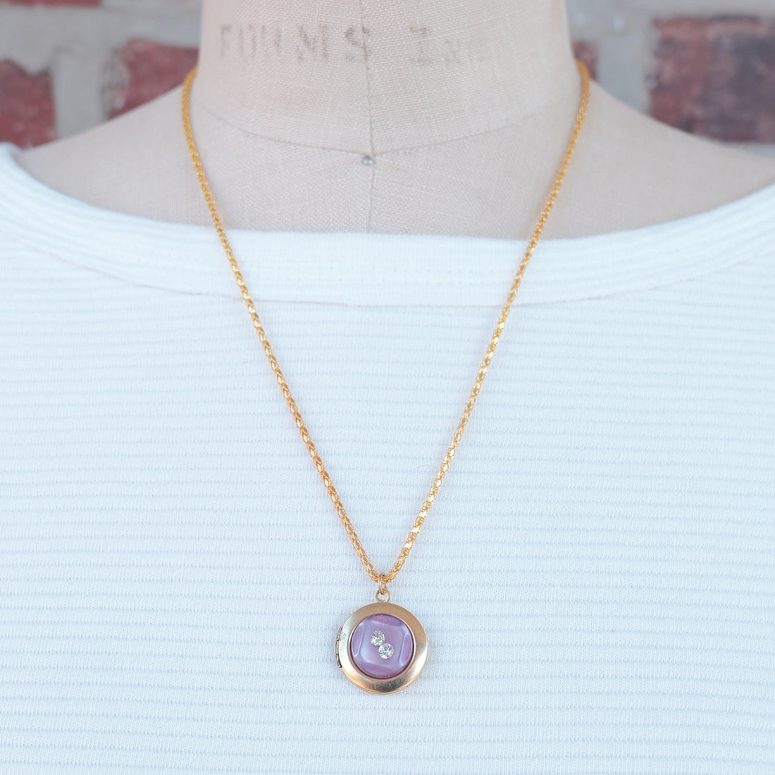 Lenora Dame One-of-a-Kind vintage button Charm locket necklace