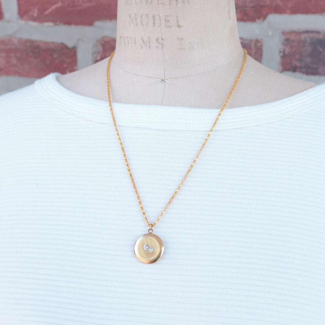 Lenora Dame One-of-a-Kind vintage button Charm locket necklace